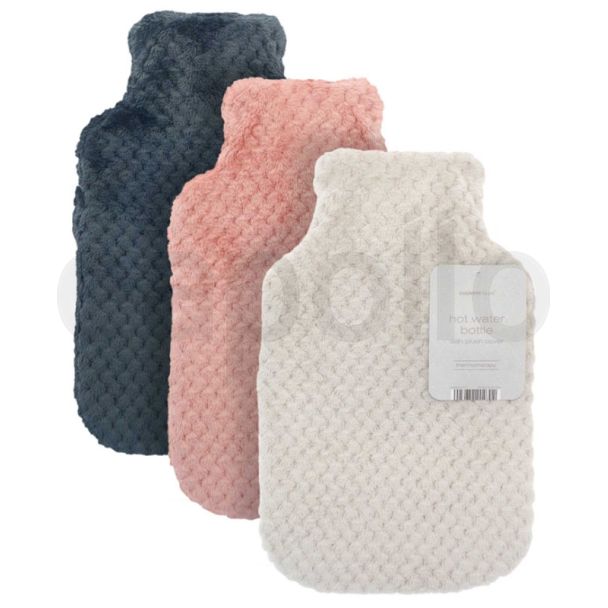 Hot Water Bottles with Popcorn Plush Cover - Assorted Colours