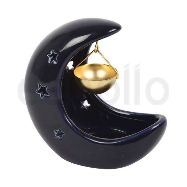 Blue Crescent Moon Design Hanging Oil Burner