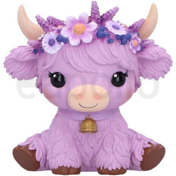 Hyacinth Purple Flower Cow Figurine - 10.8cm