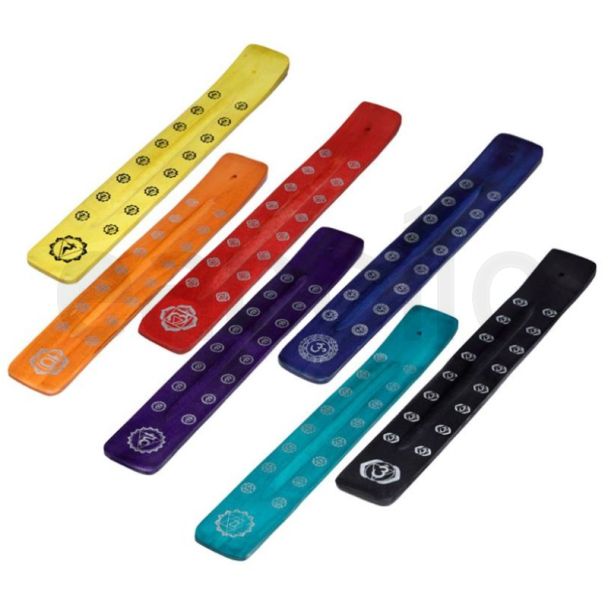 Mango Wood Bold Chakra Incense Sticks Ash Catcher - Assorted