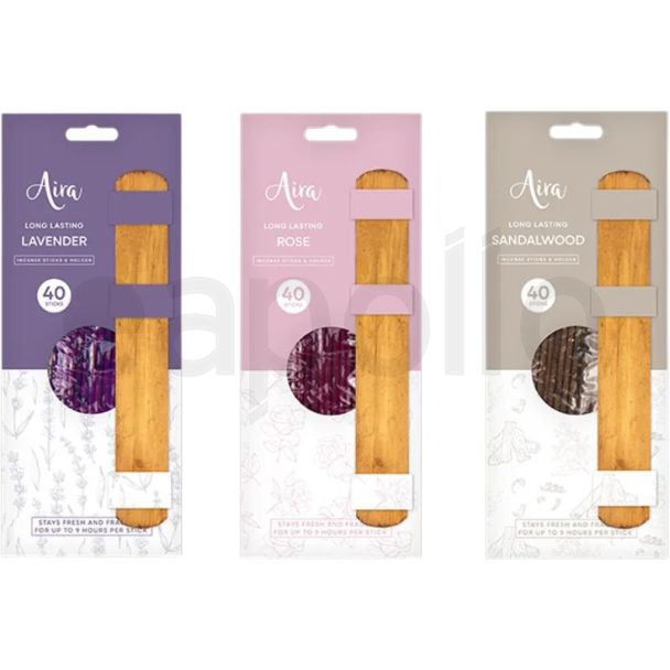 Incense Sticks with Wooden Holder – Pack of 40 (Assorted Scents)
