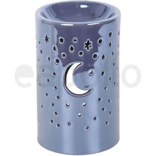 Iridescent Moon Pillar Oil Burner and Wax Warmer - Purple