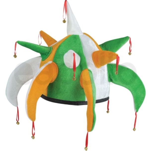 Irish Tricolour Jester Hat with Bells (Adult)