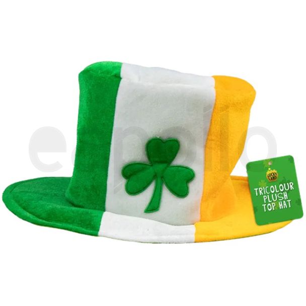 Wholesale St. Patrick's Irish Tricolour Plush Top Hat