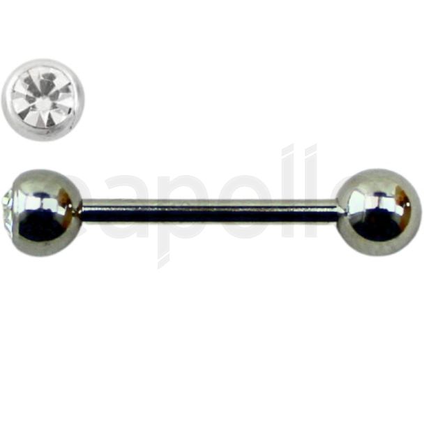 Jewelled Straight Barbell – Clear 16mm