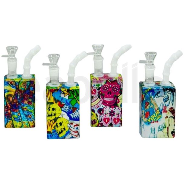 Juice Box Design Dab Glass Waterpipe - Assorted