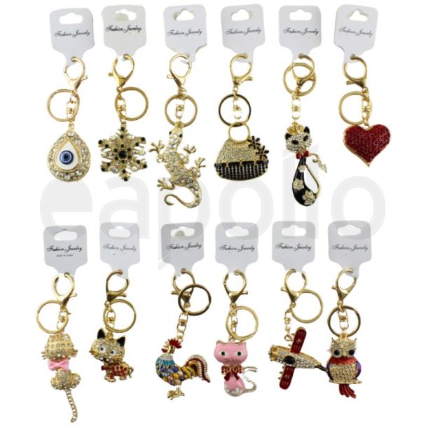 Fashion Jewelry Metal Crystal Keyrings- (Assortment 1)