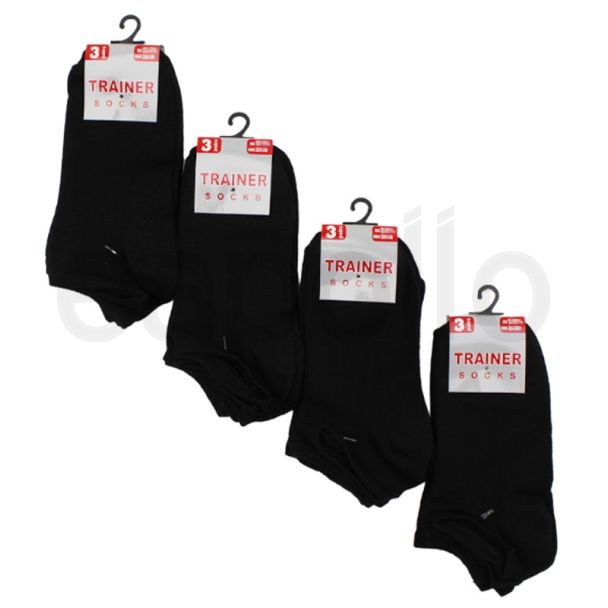 Kids Black Trainer Socks(3 Pair Pack) - (9-12)