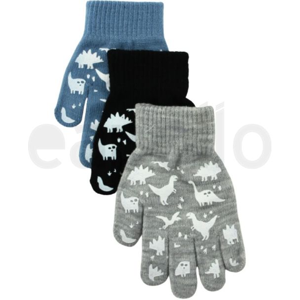 Kids Thermal Magic Gloves Dino Print Design - Assorted Colours