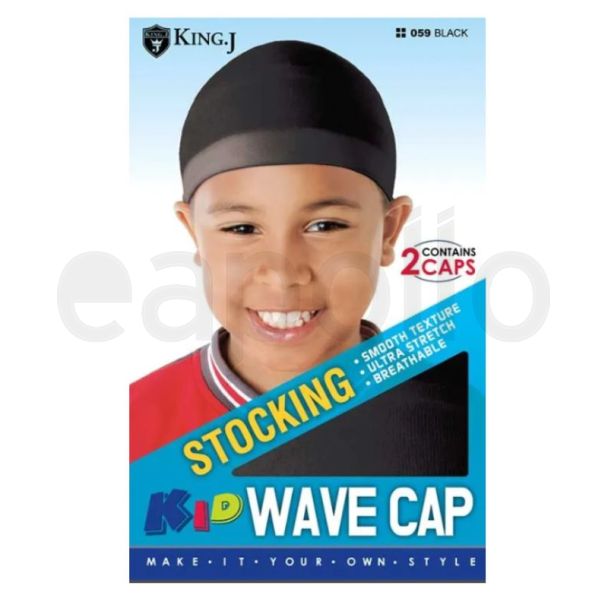 King.J Kids Stocking Wave Cap - Black (059)