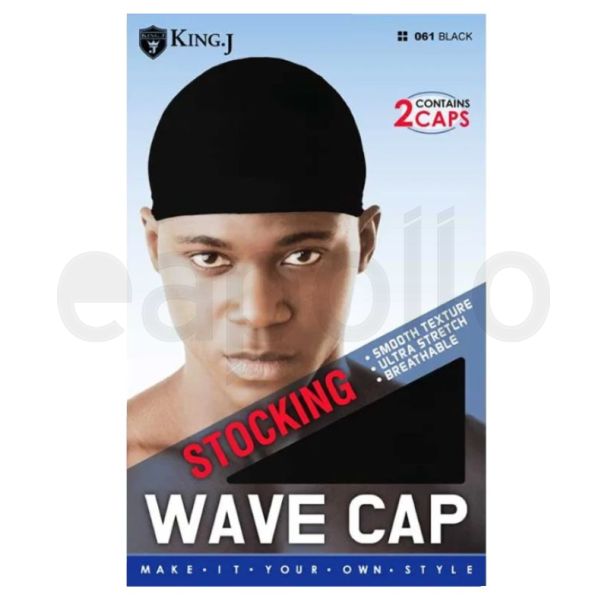 King.J Stocking Wave Cap (2 Pcs Pack) - Black