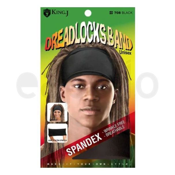 King.J Unisex Spandex Dreadlocks Band - Black (708)