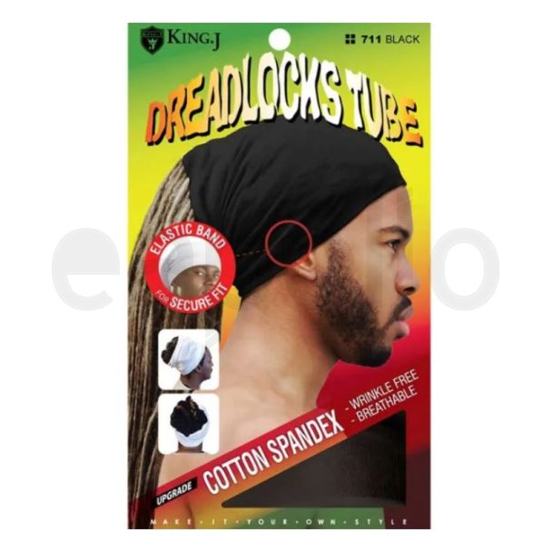 King.J Unisex Cotton Spandex Dreadlocks Tube - Black (711)