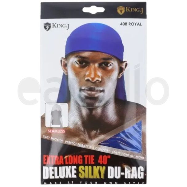 King. J Silky Deluxe Durag With 40'' Extra Long Tie - Royal Blue(408)