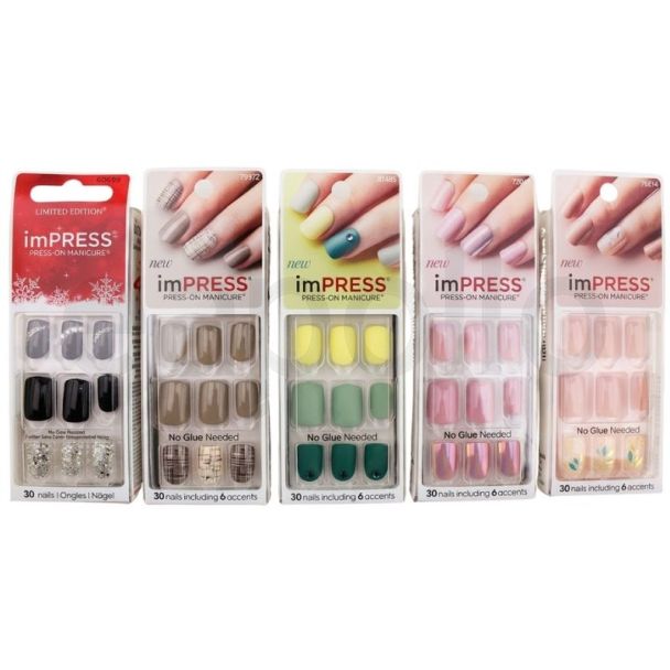 Kiss "Impress" Glue-On & Press On False Nails - Assorted (3)