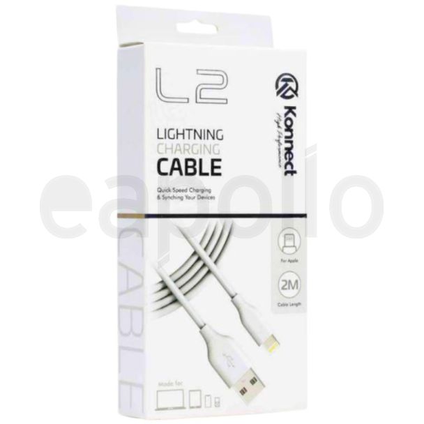 Konnect Fast Charging Cable (USB to Lightning) – White (2m)