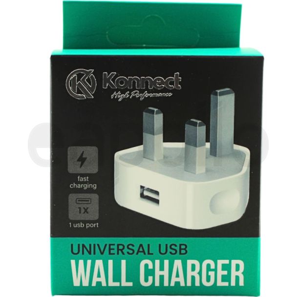 Konnect Single Port Wall Charger (USB) – White