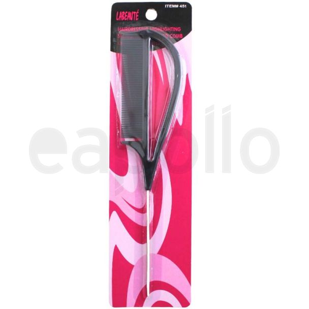 Labeaute Black Pin Tail Comb with Grip Handle - 23cm