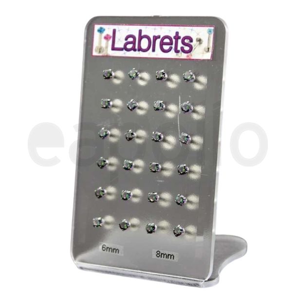 Labrets Rain Crystal Claw Set Silver - Assorted Sizes