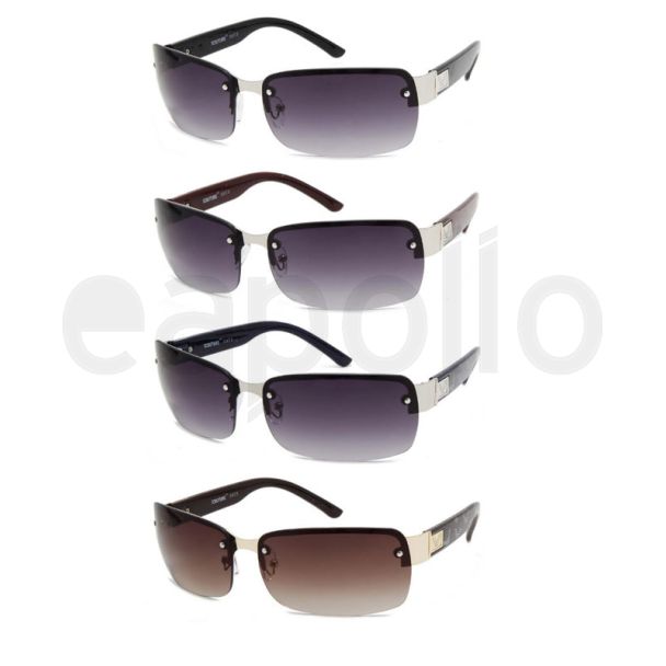 Men's Rectangular Rimless Sunglasses With Pouch - Assorted