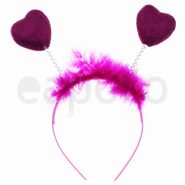 Ladies Headband With Hearts -Dark Pink