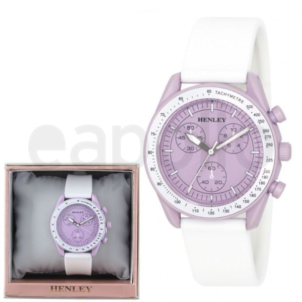 Ladies Henley Silicone Strap Sports Watch - White/Lilac