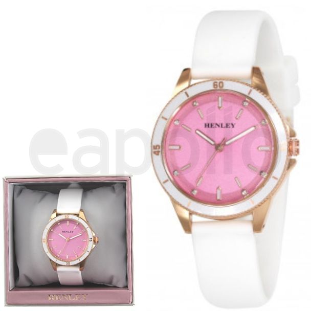 Wholesale Ladies Henley Silicone Strap Sports Watch -  Pink/White 
