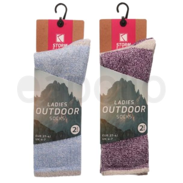 Ladies Outdoor Ankle Socks - Assorted Colour  (2 Pack)