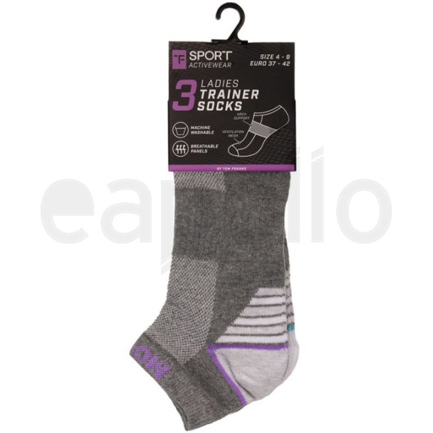 Ladies Sports Trainer Socks - Assorted (3 Pack)