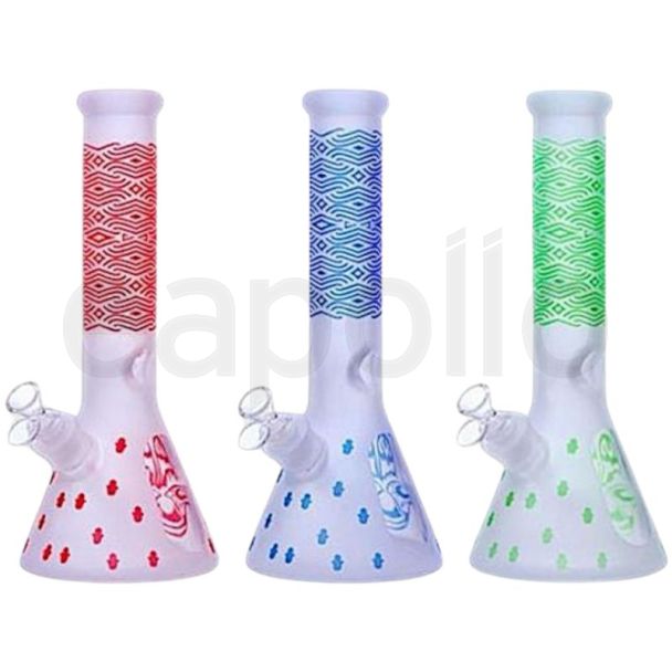 Large Frosted Line Design Glass Waterpipe - Assorted (12.5inch)
