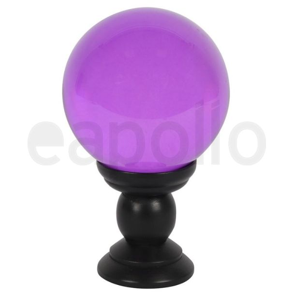 Large Glass Crystal Ball on Stand - Purple