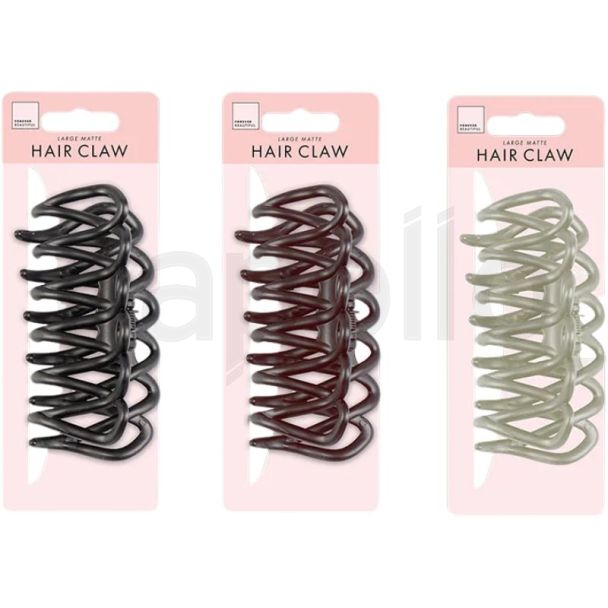 Large Matte Hollow Hair Clamp Clip - Assorted - 10cm