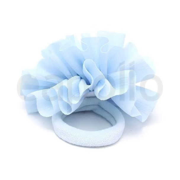 Large Ruffle Pom-Pom on Jersey Hair Elastic - Assorted - 3cm x 7cm 
