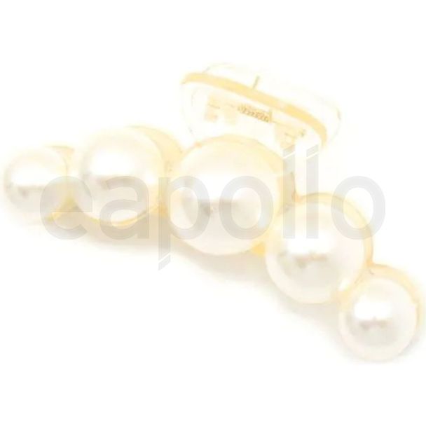 Large Transparent Hair Clamp with Pearl Bead Finish