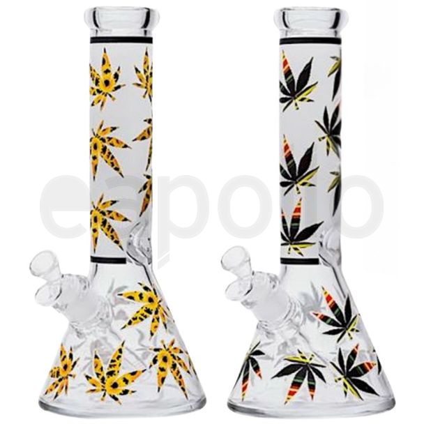 Leaf Design Glass Waterpipe - Assorted (12.5 inch)