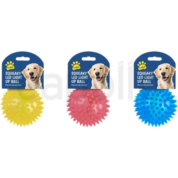 LED Light Up Squeaky Dog Ball Toy – Assorted