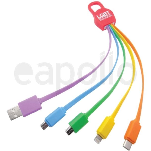 LGBT Foundation USB Fast Charge Cable with 5 Connector-23cm