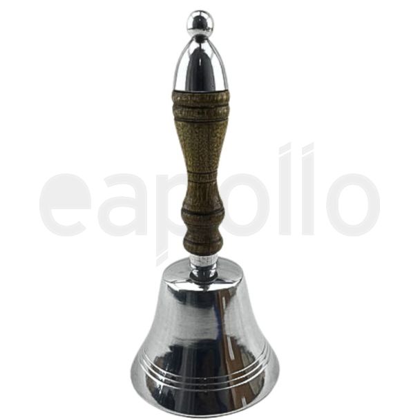 Library Bell Silver Top Wooden Handle 