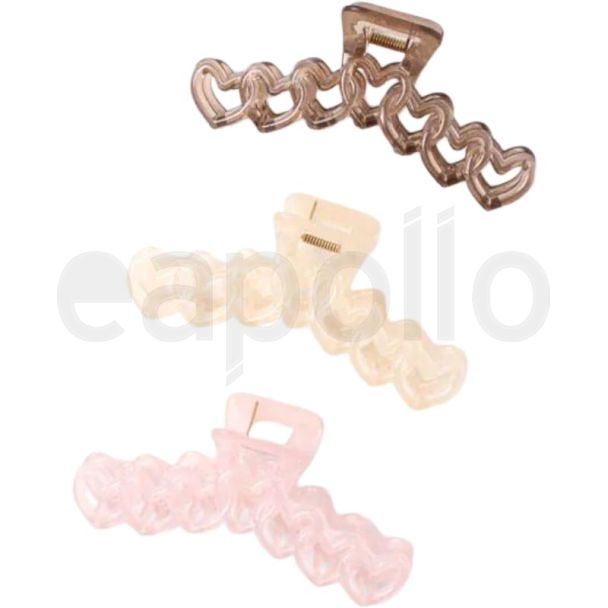 Linked Hearts Transparent Hair Clamp – Assorted 13cm