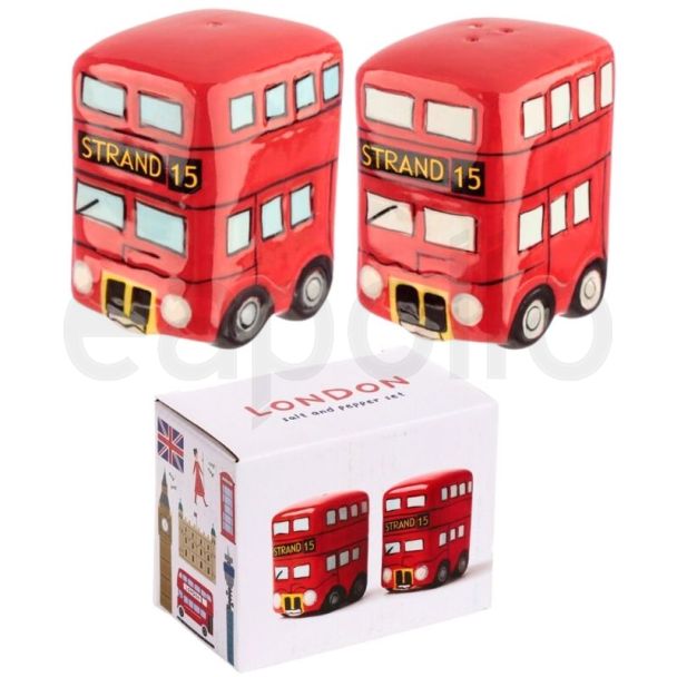 London Icons Red Routemaster Bus Ceramic Salt & Pepper Set