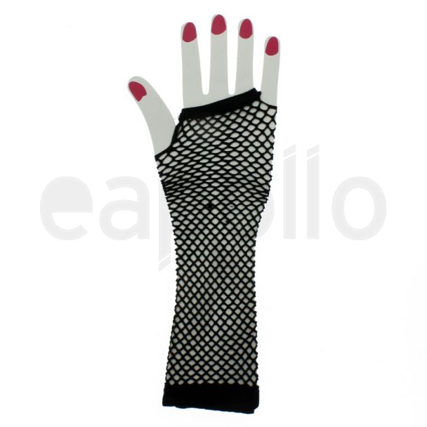 Long Ladies Fishnet Gloves - Black