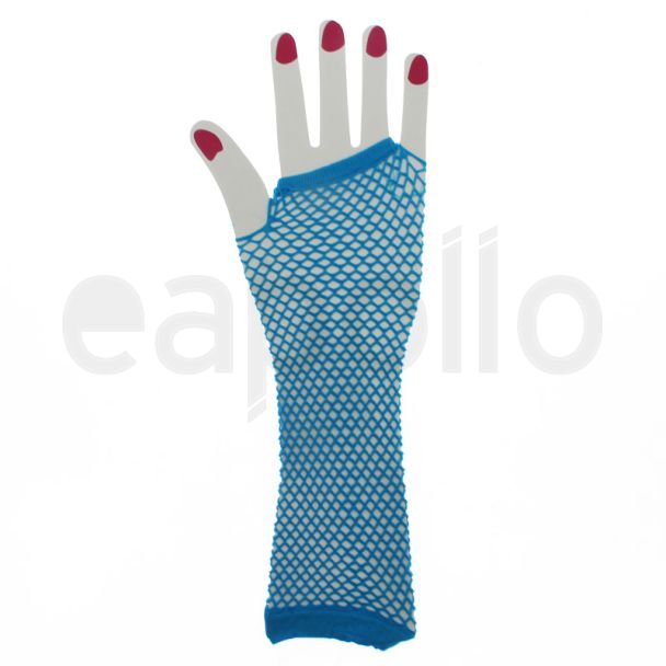 Long Ladies Fishnet Gloves - Turquoise