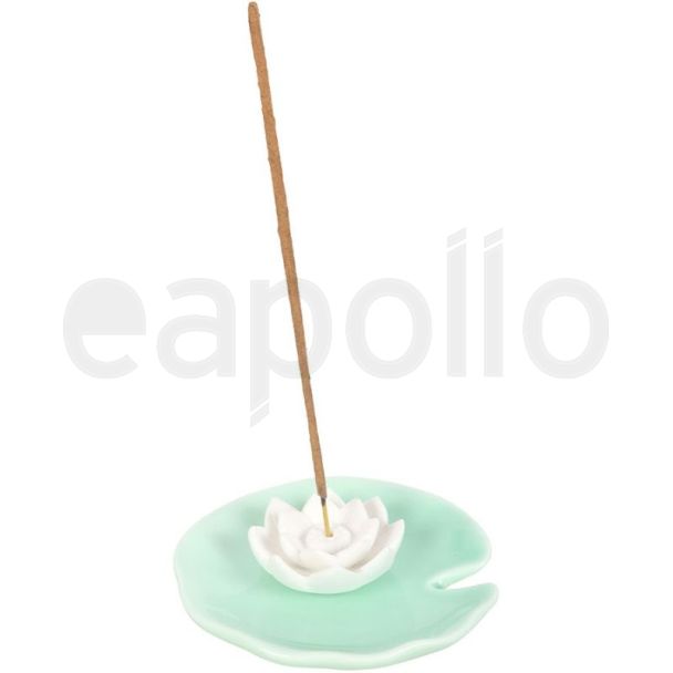 Lotus Flower Incense Stick Holder and Trinket Dish Ceramic Meditation Design - (9.5cm)