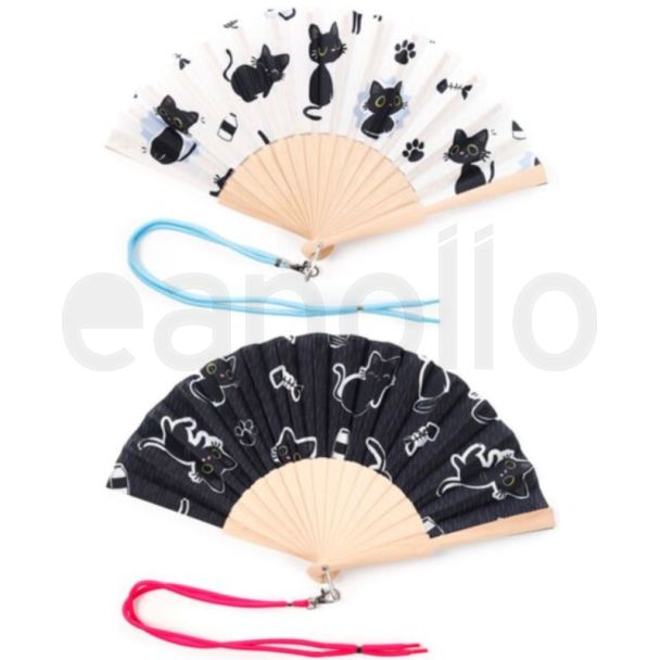 Lucky the Black Cat Folding Hand Fan - Assorted