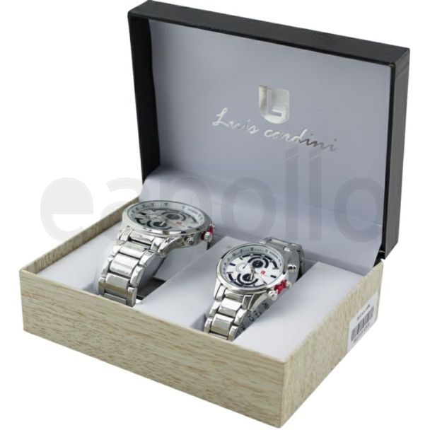 Luis Cardini His & Her Watch Gift Set - Silver (2510)