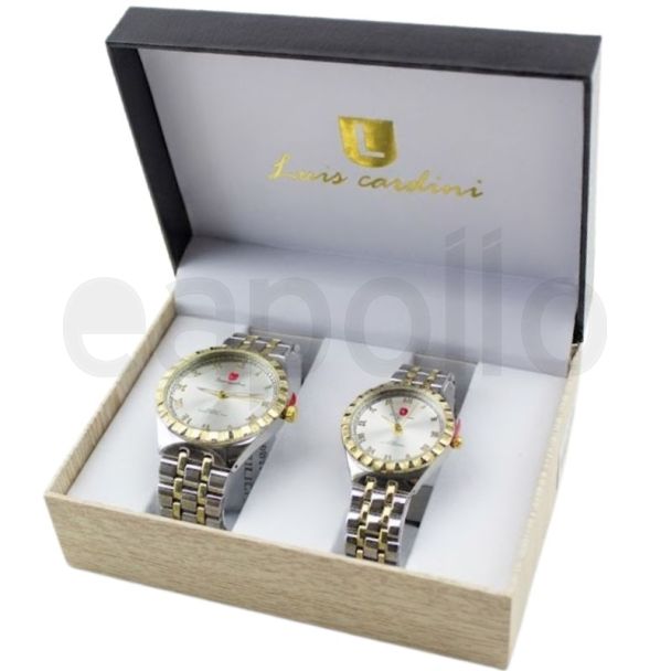 Luis Cardini His & Her Watch Gift Set - Silver/ Gold (2507)