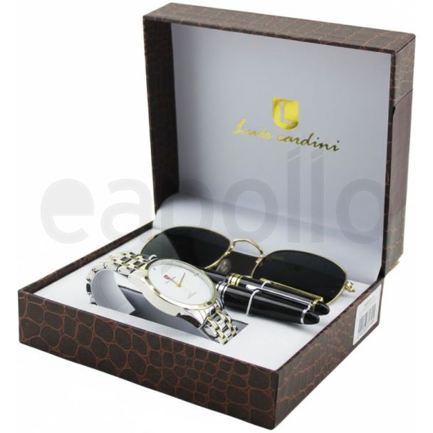 Luis Cardini Men's Gift Set (Watch , Sunglass & Pens)