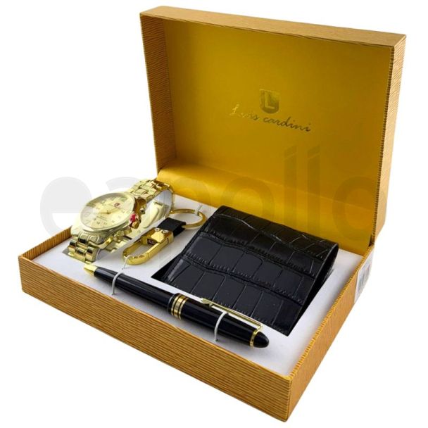 Luis Cardini Men's Superior Executive Style Gift Set - Gold (27141)