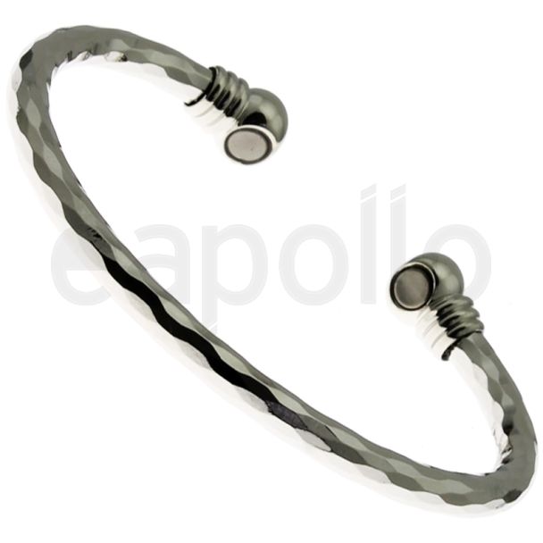 Magnetic Bangle - Silver Diamond Pattern (M)