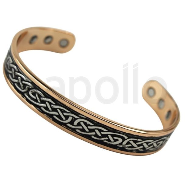 Magnetic Copper Bangle Silver - Celtic Design 